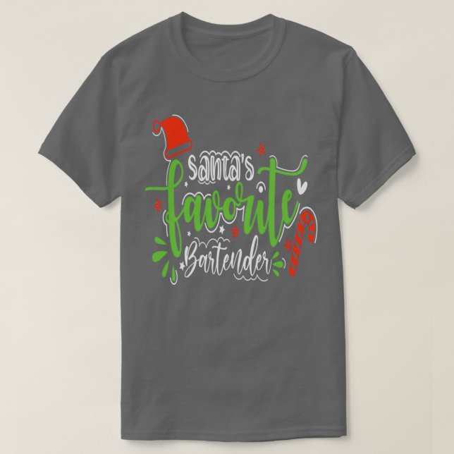 santas favorite bartender funny christmas gift T-Shirt (Design Front)