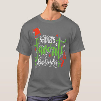 santas favorite bartender funny christmas gift T-Shirt