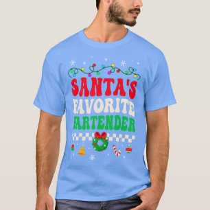 Santas Favorite Bartender Retro Christmas T-Shirt