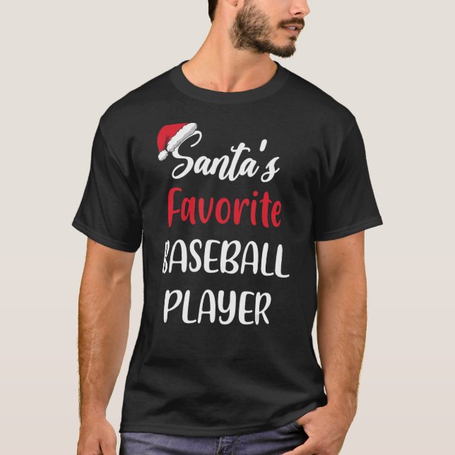 Santas Favorite Baseball Player   Christmas Baseba T-Shirt (Front)