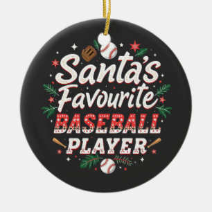 Santa's Favorite Baseball Player Christmas Tree Ceramic Ornament