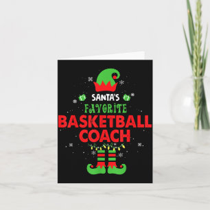 Santa's Favorite Basketball Coach Funny Elf Family Card