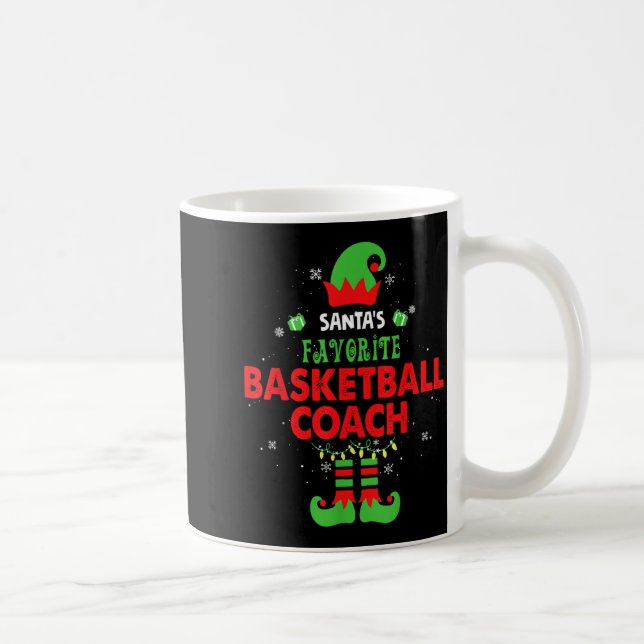 Santa's Favorite Basketball Coach Funny Elf Family Coffee Mug (Right)