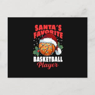 Santa's Favorite Basketball Player Christmas Pajam Holiday Postcard