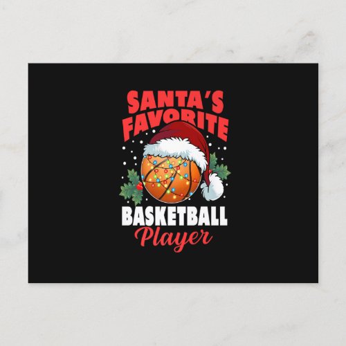 Santas Favorite Basketball Player Christmas Pajam Holiday Postcard