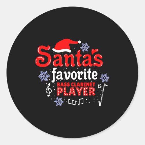 Santas Favorite Bass Clarinet Player Christmas Classic Round Sticker