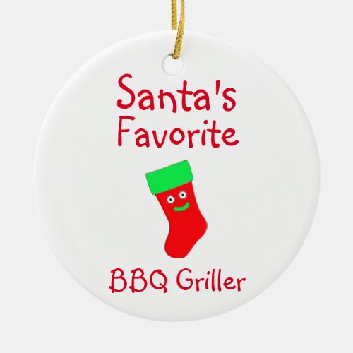 Santas Favorite BBQ Griller Ceramic Ornament