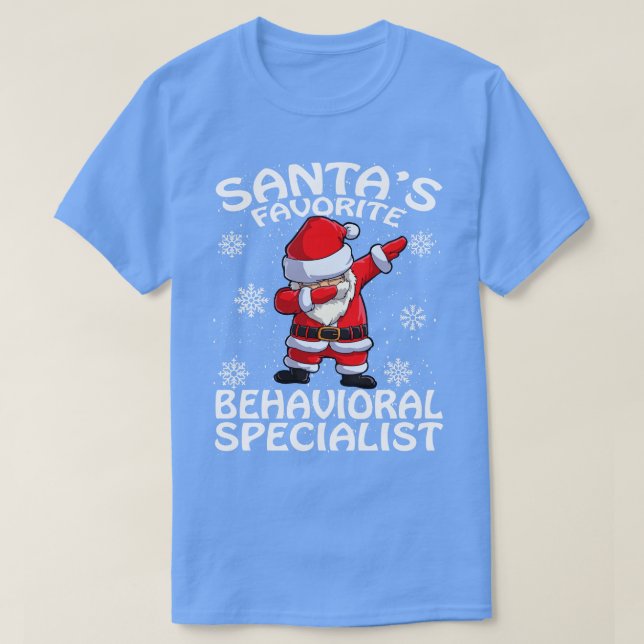 Santas Favorite Behavioral Specialist Christmas T-Shirt (Design Front)