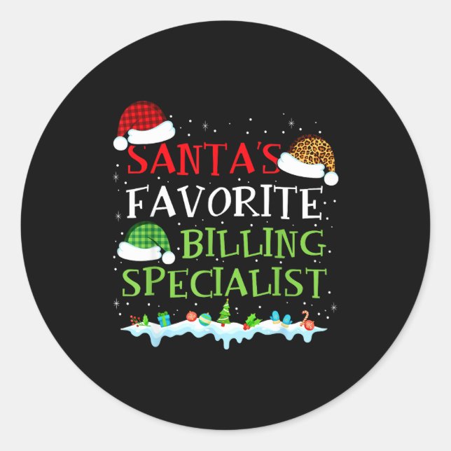 Santa's Favorite Billing Specialist Fun Christmas  Classic Round Sticker (Front)