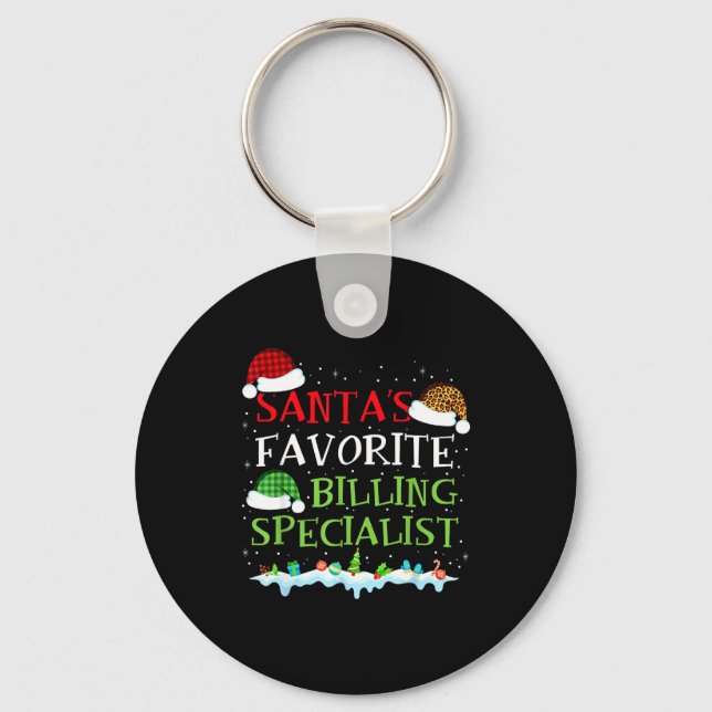 Santa's Favorite Billing Specialist Fun Christmas  Keychain (Front)
