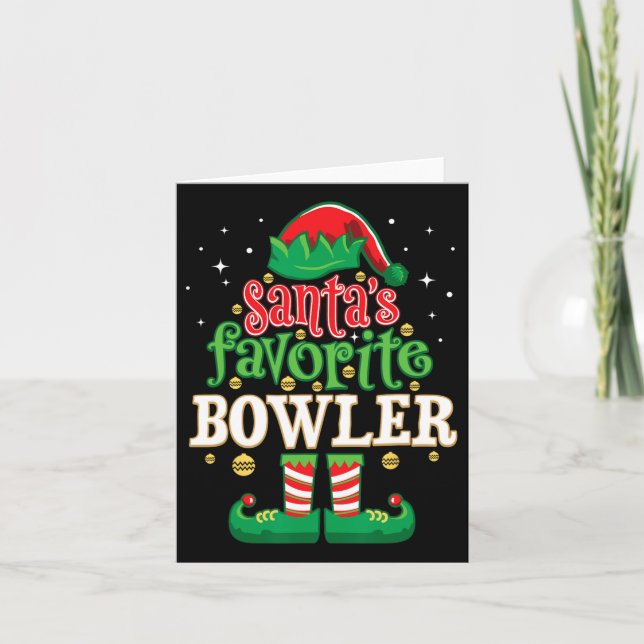 Santa's Favorite Bowler Christmas Matching Bowling Card (Front)
