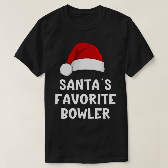Santa's Favorite Bowler Xmas Bowling Player T-Shirt (Design Front)
