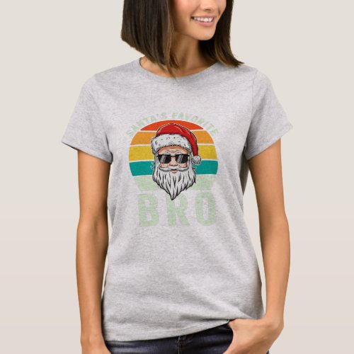 Santas Favorite Bro Brother Boys Funny Christmas T_Shirt