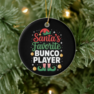 Santa's Favorite Bunco Player Christmas Xmas Ceramic Ornament