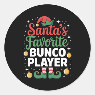 Santa's Favorite Bunco Player Christmas Xmas Classic Round Sticker