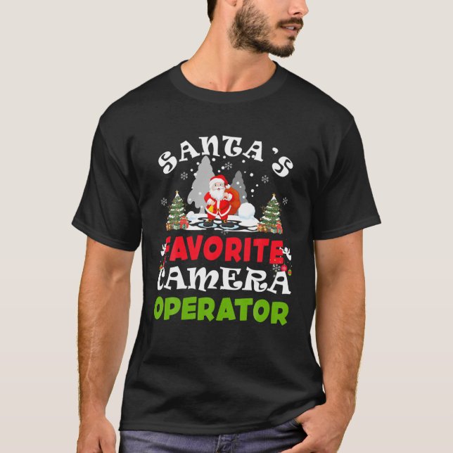 Santa's Favorite Camera Operator Funny Christmas G T-Shirt (Front)