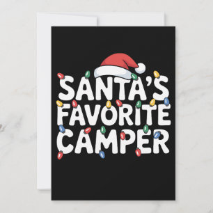 Santa's Favorite Camper Christmas Lights Hat Xmas Invitation