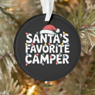 Santa's Favorite Camper Christmas Lights Hat Xmas Ornament