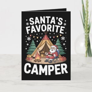 Santa's Favorite Camper Christmas Tent Campfire Card