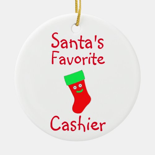 Santas Favorite Cashier Ceramic Ornament