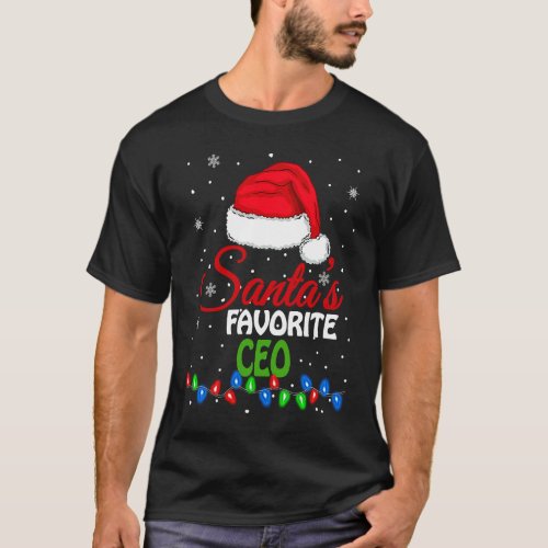 Santas Favorite CEO Santa Hat Lights Christmas T_Shirt