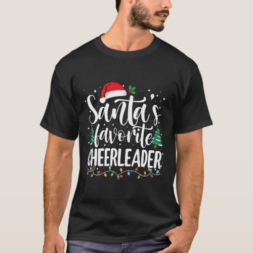 Santas Favorite Cheerleader Christmas Santa Hat T_Shirt
