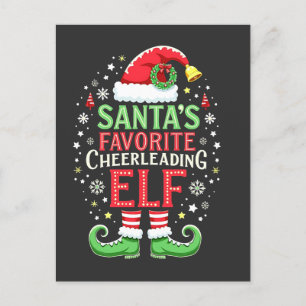 Santa's Favorite Cheerleading Elf Family Matching  Announcement Postcard