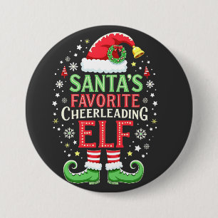 Santa's Favorite Cheerleading Elf Family Matching Button