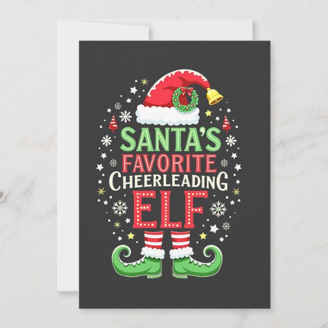 Santa's Favorite Cheerleading Elf Family Matching  Invitation (Front)