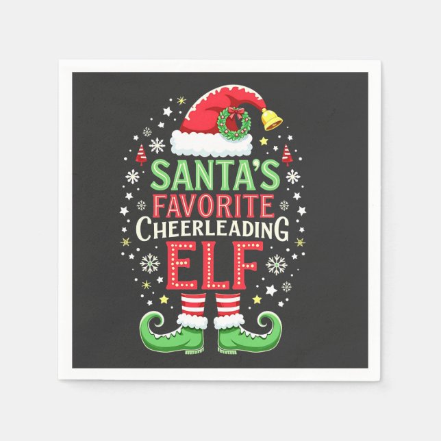 Santa's Favorite Cheerleading Elf Family Matching  Napkins (Front)
