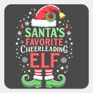 Santa's Favorite Cheerleading Elf Family Matching  Square Sticker