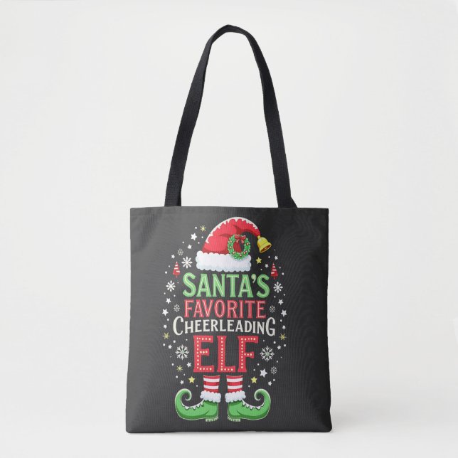 Santa's Favorite Cheerleading Elf Family Matching  Tote Bag (Front)