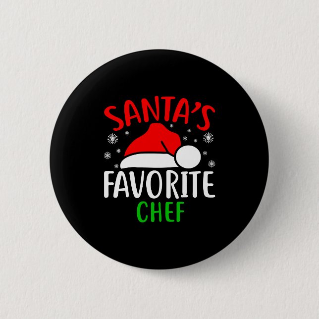 Santas Favorite Chef Funny Christmas Xmas Santa Lo Button (Front)