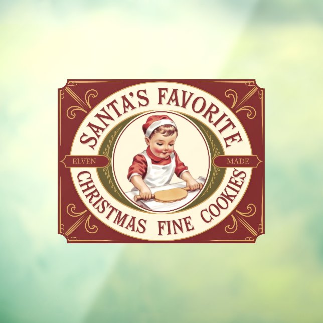 Santa's Favorite Christmas fine cookies Window Cling (Sheet 3)