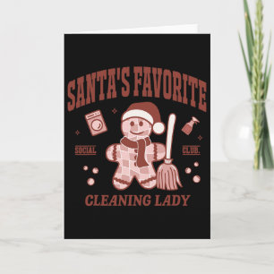 Santa's Favorite Cleaning Lady Christmas Retro Hou Card