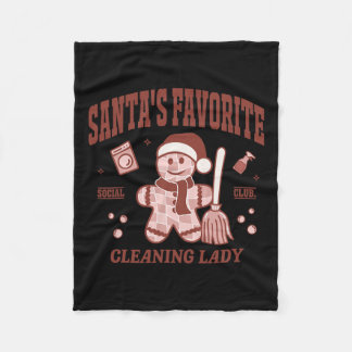 Santa's Favorite Cleaning Lady Christmas Retro Hou Fleece Blanket