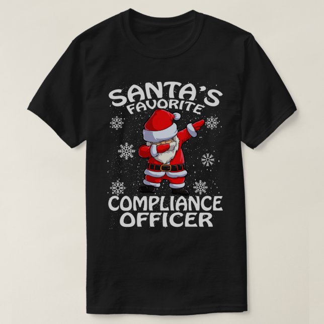 Santas Favorite Compliance Officer Christmas T-Shirt (Design Front)
