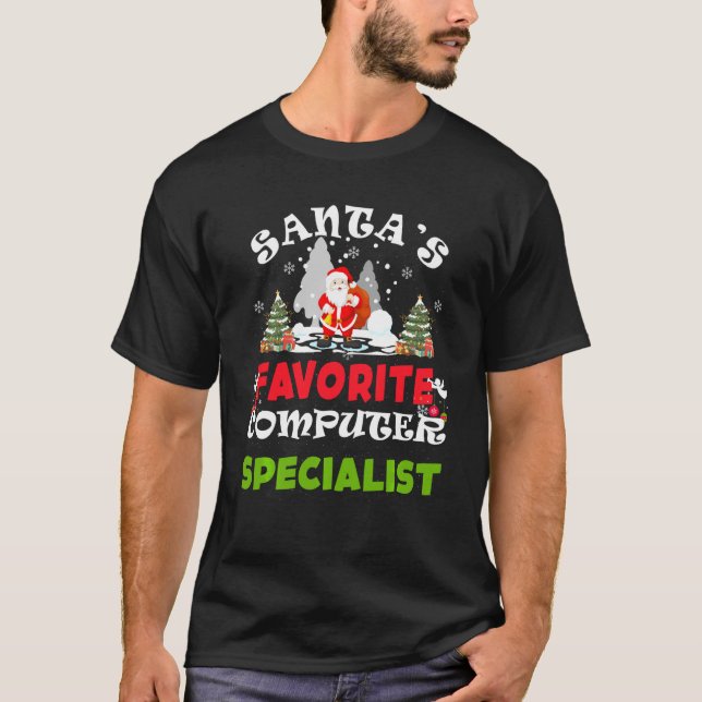 Santa's Favorite Computer Specialist Funny Christm T-Shirt (Front)
