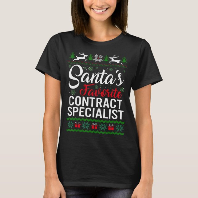 Santa's Favorite Contract Specialist Christmas Ugl T-Shirt (Front)