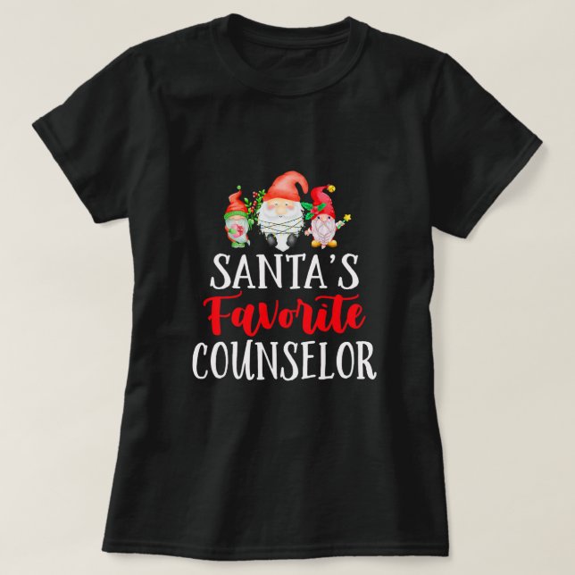 Santa's Favorite Counselor Christmas Gnome Santa C T-Shirt (Design Front)