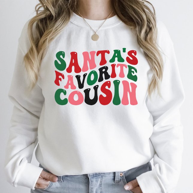 Santa's Favorite Cousin Christmas Groovy white T-Shirt (Santa's Favorite Cousin Christmas Groovy white T-Shirt)
