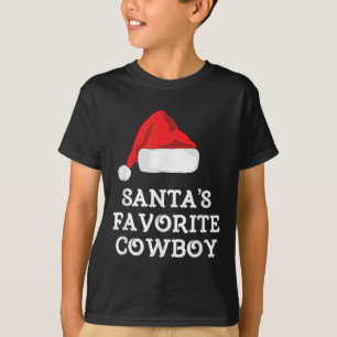 Santa's Favorite Cowboy Christmas Hat Funny Xmas T-Shirt