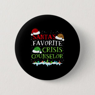 Santa's Favorite Crisis Counselor Fun Christmas  Button