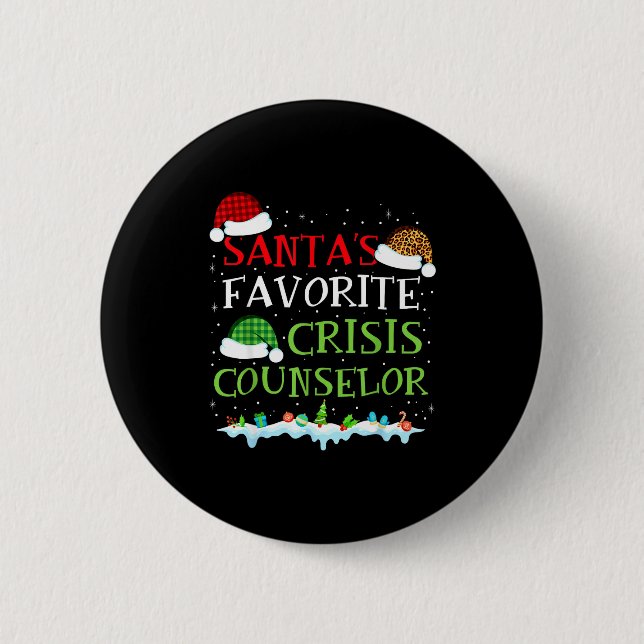 Santa's Favorite Crisis Counselor Fun Christmas  Button (Front)