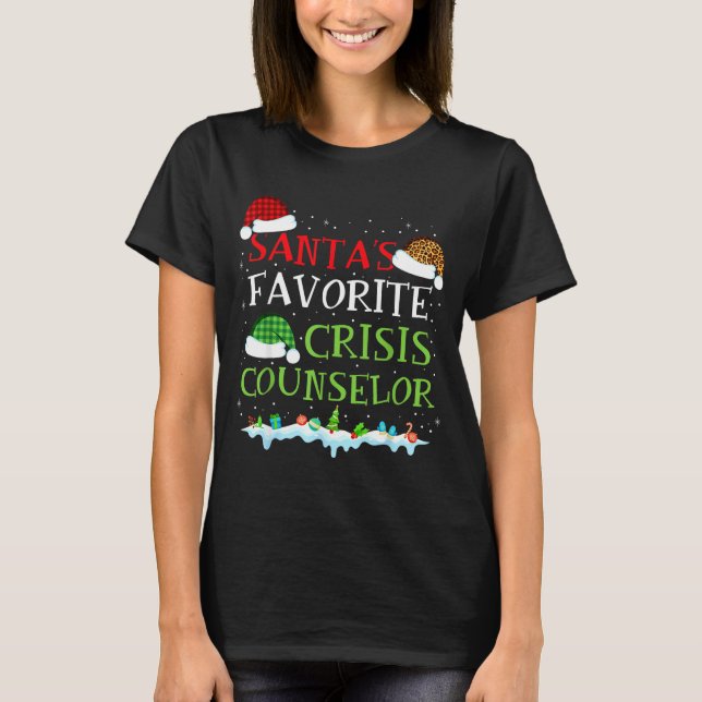 Santa's Favorite Crisis Counselor Fun Christmas  T-Shirt (Front)