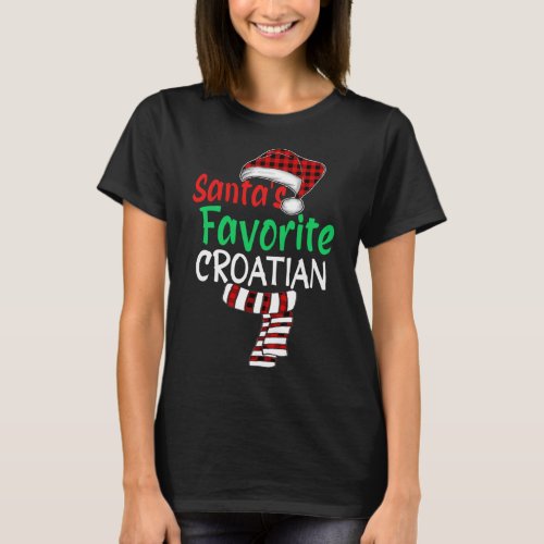 Santas Favorite Croatian Christmas Santa Red Plai T_Shirt