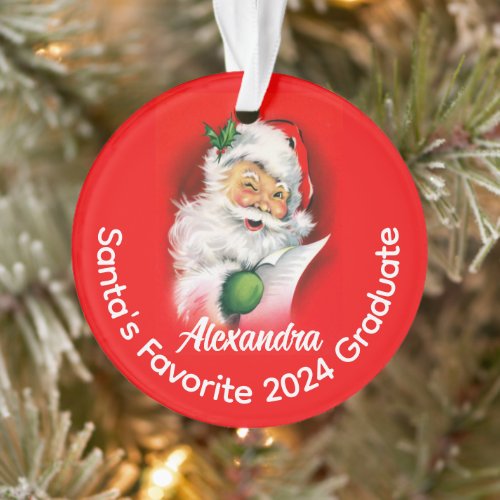 Santas Favorite Custom Personalized 2024 Graduate Ornament