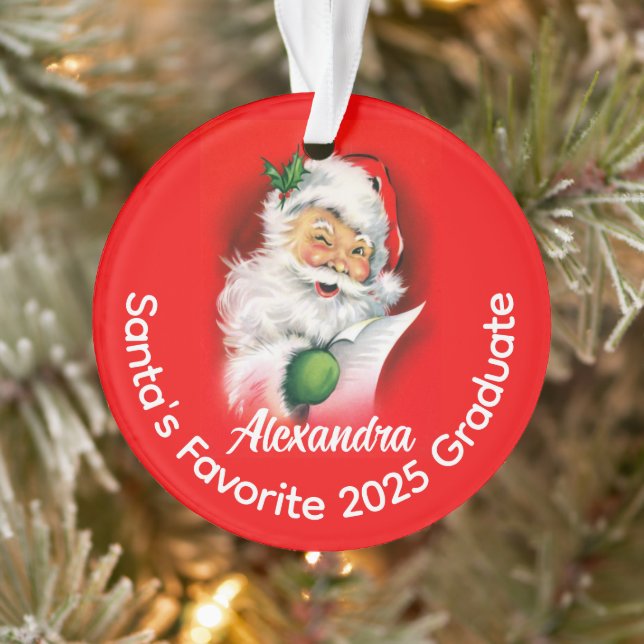 Santa's Favorite Custom Personalized 2025 Graduate Ornament (Tree)