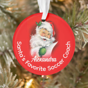 Santa's Favorite Custom Personalized Sports Coach Ornament