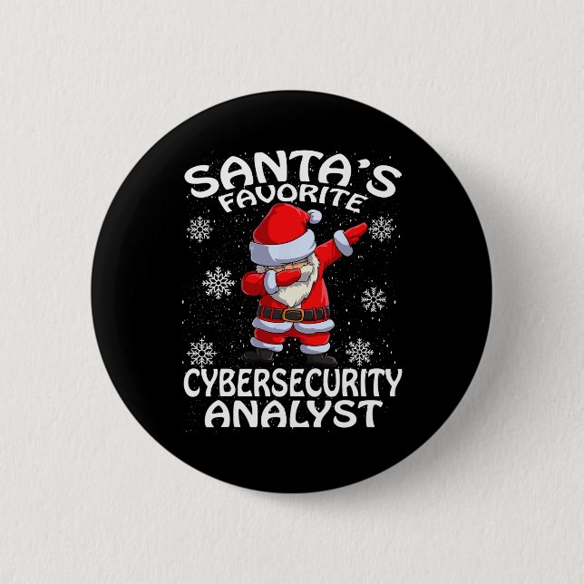 Santa's Favorite Cyber Security Analyst Christmas  Button (Front)